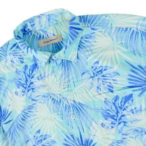 Tommy Bahama Floral Leaf Hawaiian Button Up Camp Short Sleeve Shirt Men's XL